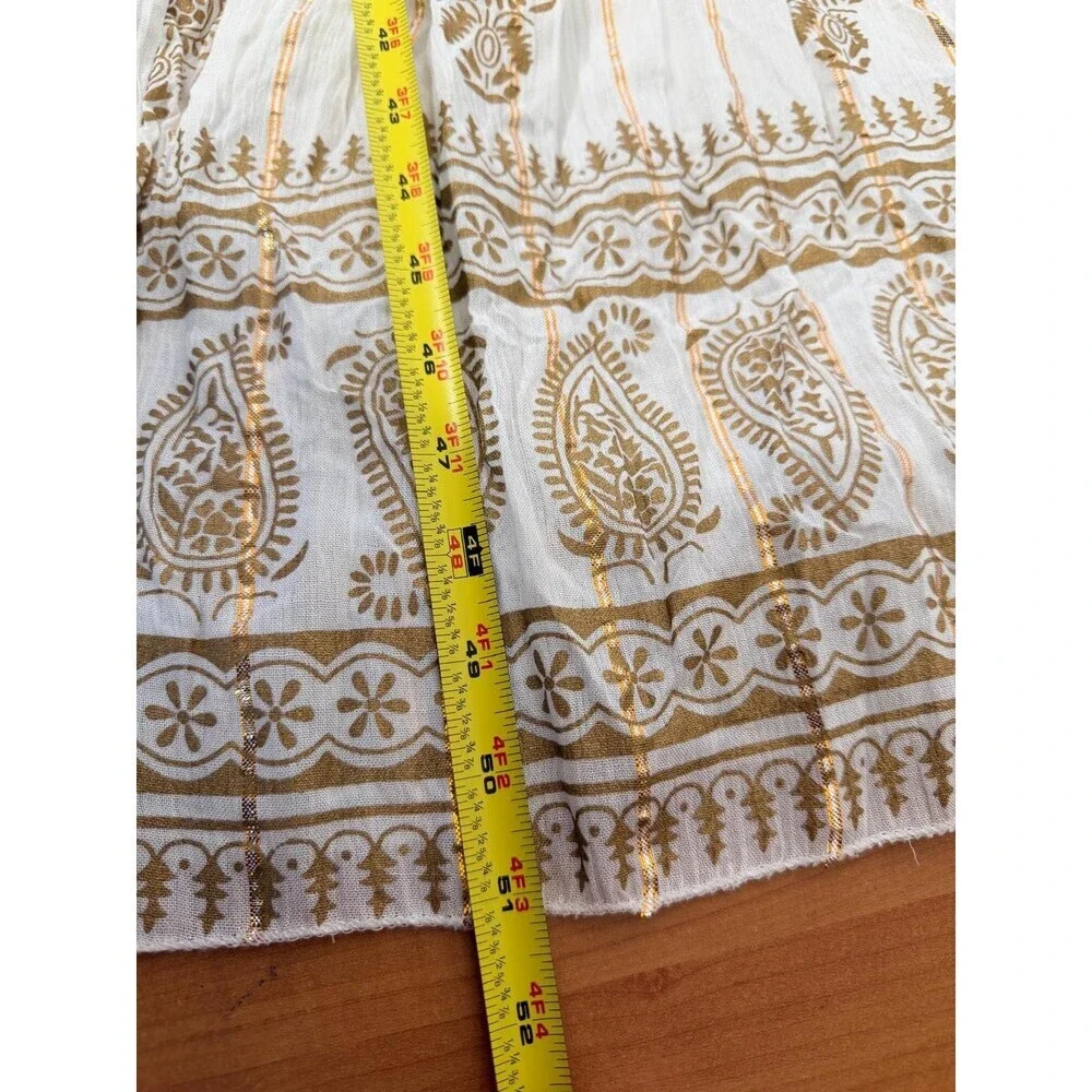 Namaste India Women S Dress Gold White Embroidered Bell Sleeve Festival Boho - Picture 10 of 16